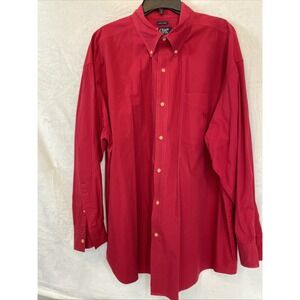 Chaps Easy Care Mens Long Sleeve Size 2XL Button Up Collar Red Shirt Crest Logo